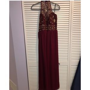 Maroon halter prom dress